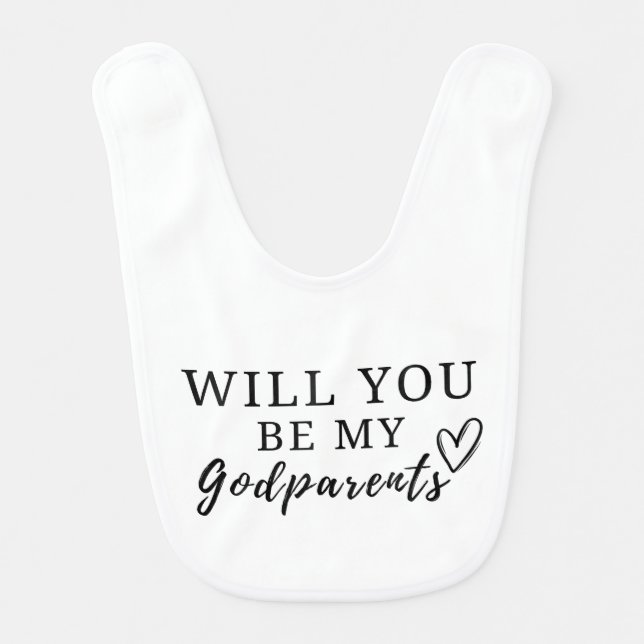 Will you be my godparents Pregnancy announcement Baby Bib (Front)