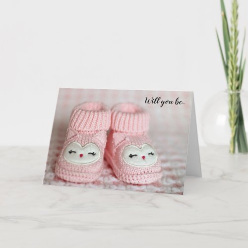 Will you be My Godparents Proposal Pink Booties Invitation