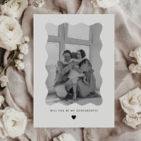 Will You Be My Godparents Wavy Photo Proposal Card