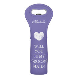 Will you be my groomsmaid lavender wedding favor wine bag