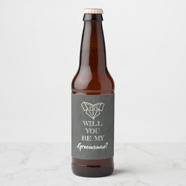 Will You Be My Groomsman Beer Bottle Label (Front)