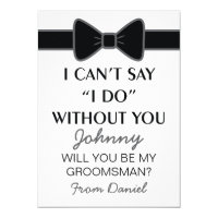 Will You Be My Groomsman Black Bow Tie Invitation