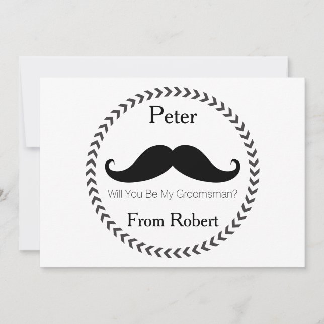 Will You Be My Groomsman Black Mustache Invitation (Front)
