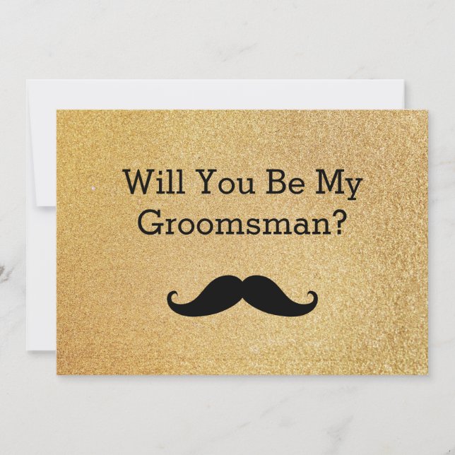 Will You Be My Groomsman Black Mustache Invitation (Front)