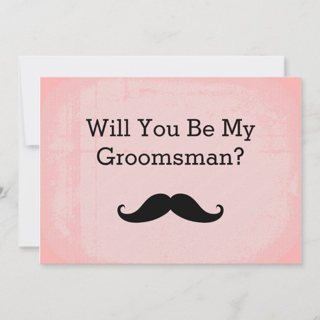 Will You Be My Groomsman Black Mustache Invitation (Front)