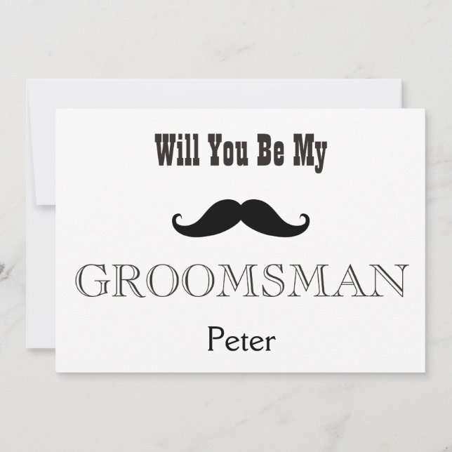 Will You Be My Groomsman Black Mustache Invitation (Front)