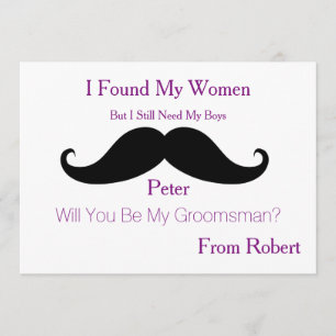 Will You Be My Groomsman Black Mustache Invitation