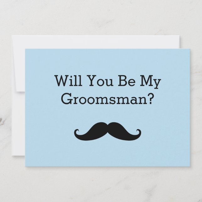 Will You Be My Groomsman Black Mustache Invitation (Front)
