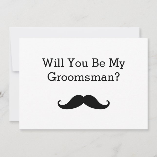 Will You Be My Groomsman Black Mustache Invitation (Front)