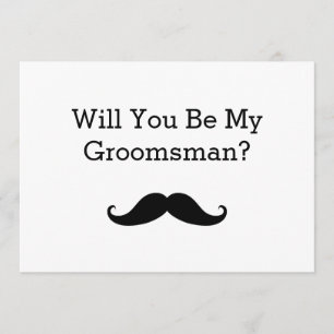 Will You Be My Groomsman Black Mustache Invitation