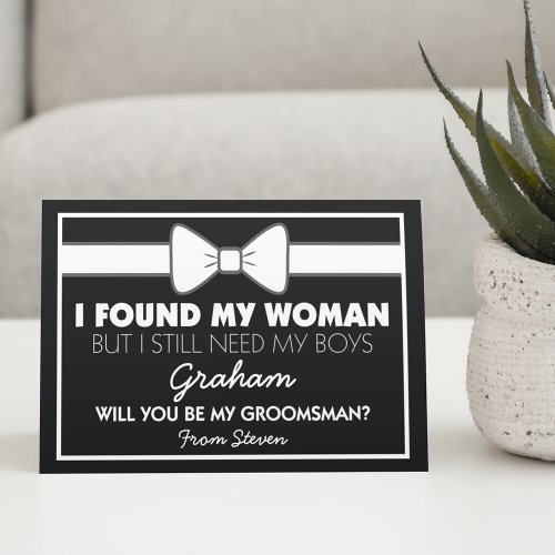 Will You Be My Groomsman BlackWhite Bow Tie Invitation