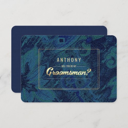 Will you be my Groomsman Blue Green Abstract  Invitation