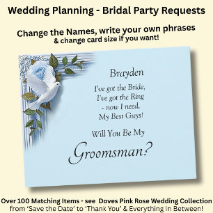 Will You Be My Groomsman? Blue Roses & Doves