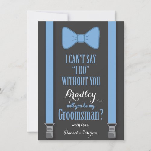 Will You Be My Groomsman _ Blue Tie Braces Invitation