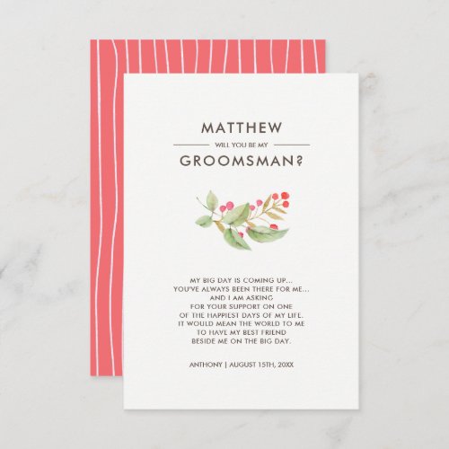 Will you be my Groomsman Custom  Invitation