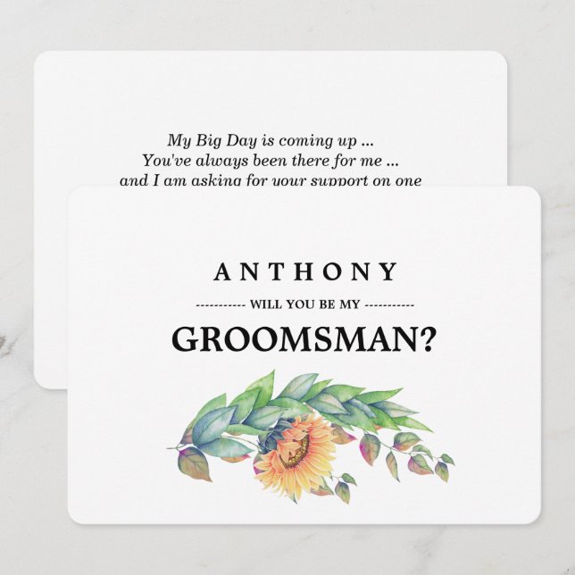 Will you be my Groomsman? Custom Invitations (Front/Back)