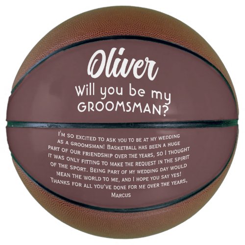 Will you be my Groomsman Custom Name and Text  Basketball