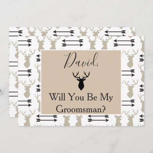 Will you be my Groomsman Deer Antlers and Arrow Invitation