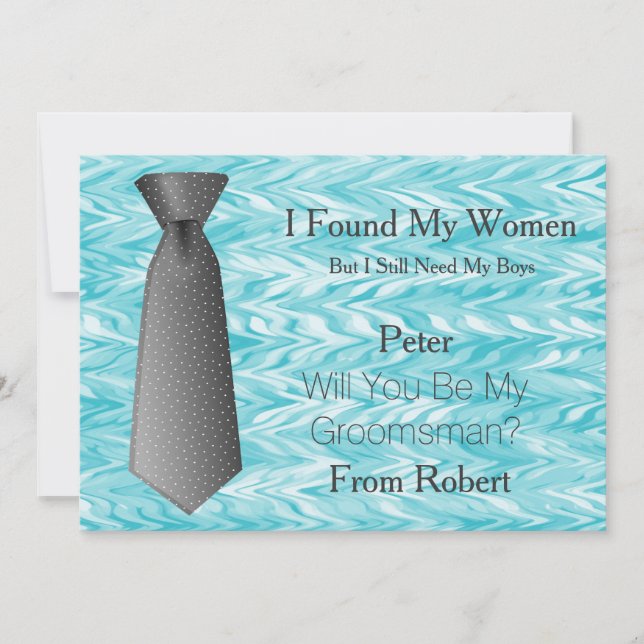 Will You Be My Groomsman Gold & White Tie Invitation (Front)