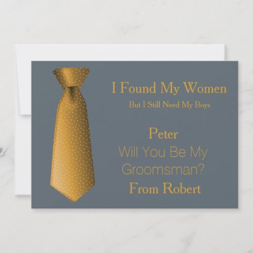 Will You Be My Groomsman Gold  White Tie Invitation