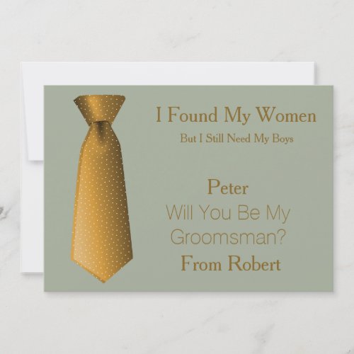 Will You Be My Groomsman Gold  White Tie Invitation