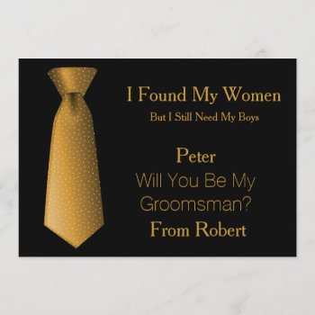 Will You Be My Groomsman Gold & White Tie Invitation by sunbuds at Zazzle