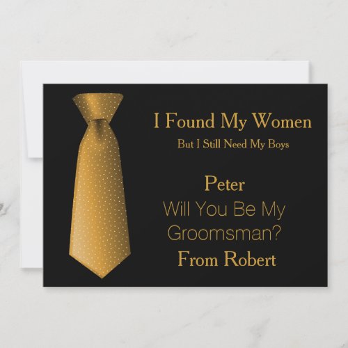 Will You Be My Groomsman Gold  White Tie Invitation