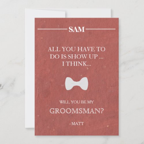 Will  You  Be My Groomsman Invitation