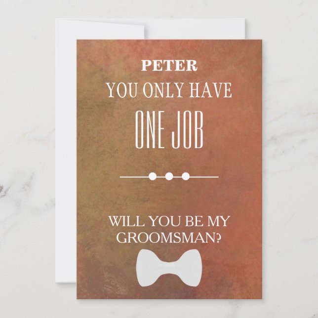 Will  You  Be My Groomsman? Invitation (Front)