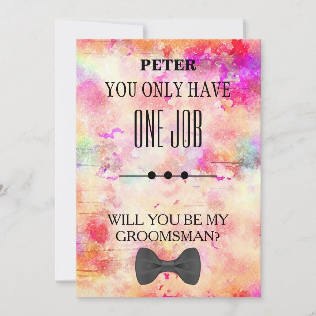 Will  You  Be My Groomsman? Invitation (Front)