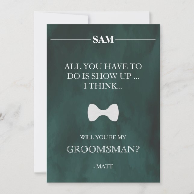 Will  You  Be My Groomsman? Invitation (Front)