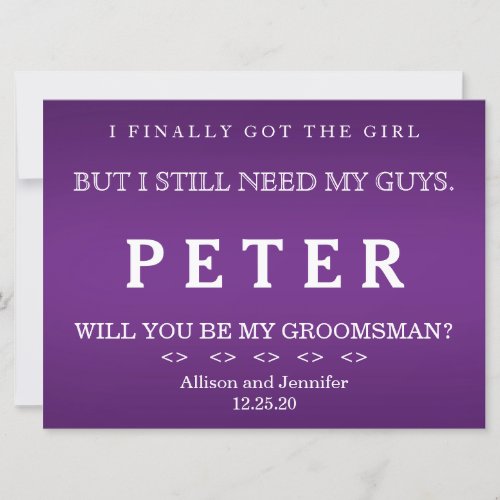 Will You Be My Groomsman Invitation