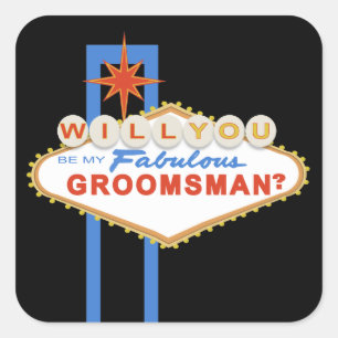 Will You Be My Groomsman Las Vegas Sign Sticker