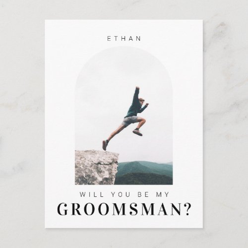 Will you be my Groomsman Minimal Photo Modern Arch Postcard