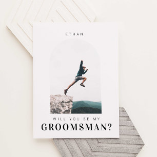 Will you be my Groomsman Minimal Photo Modern Arch Postcard