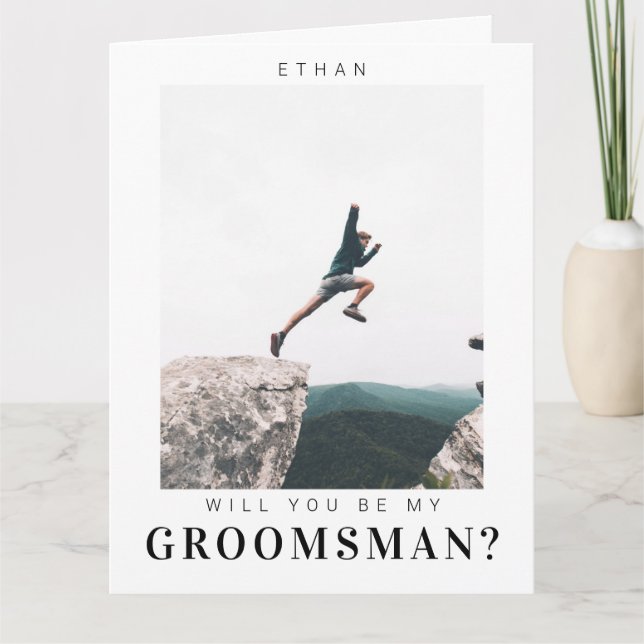 Will you be my Groomsman Minimalist Photo Modern Card (Front)