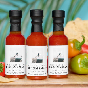 Will you be my Groomsman Minimalist Photo Modern Hot Sauces