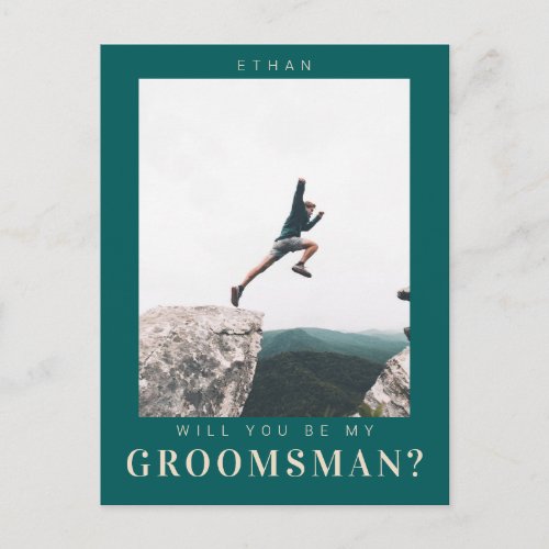 Will you be my Groomsman Minimalist Photo Modern Postcard