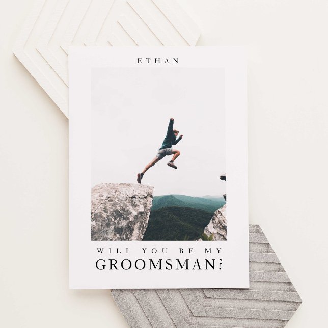 Will you be my Groomsman Minimalist Photo Modern Postcard (Creator Uploaded)