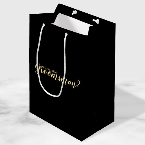 Will You Be My Groomsman Modern Proposal Medium Gift Bag