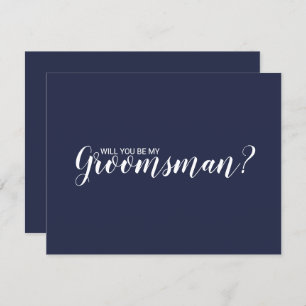 Will You Be My Groomsman? Modern Script Navy Blue Invitation