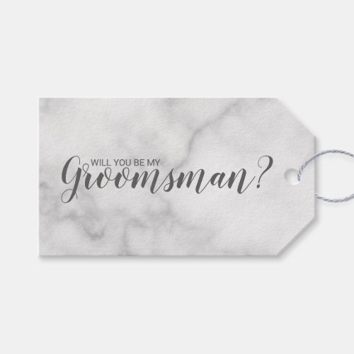 Will You Be My Groomsman Modern White Marble Gift Tags