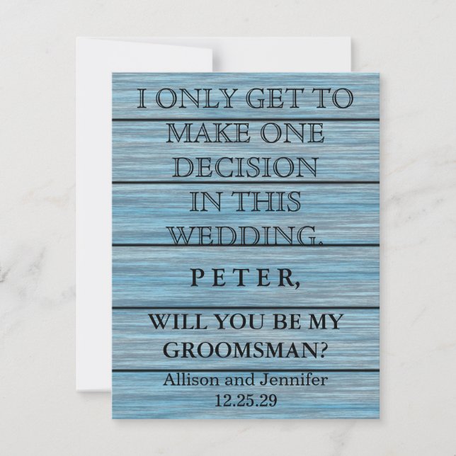 Will you be my Groomsman? Personalized Invitation (Front)