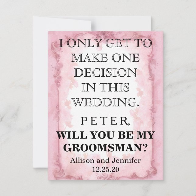 Will you be my Groomsman? Personalized Invitation (Front)