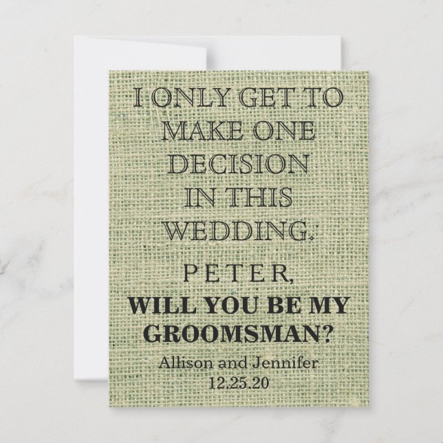 Will you be my Groomsman? Personalized Invitation (Front)