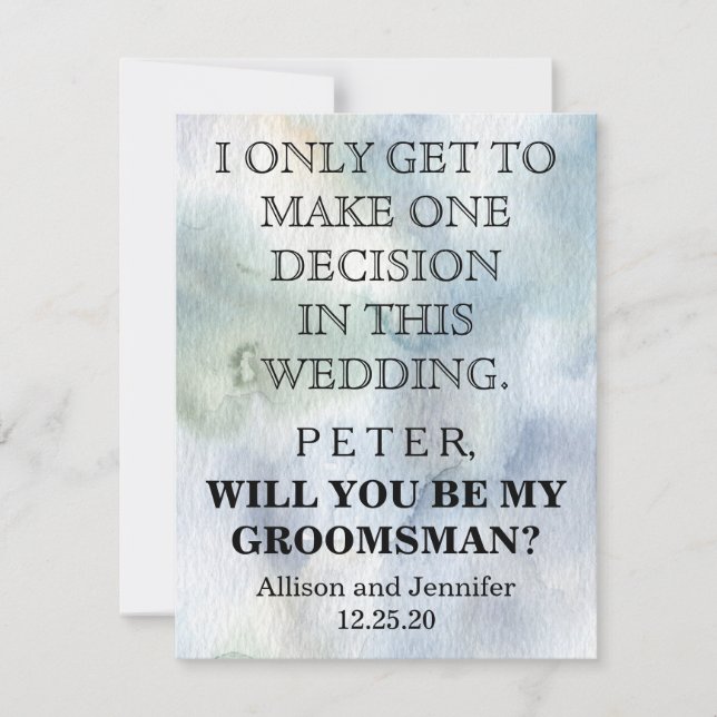 Will you be my Groomsman? Personalized Invitation (Front)
