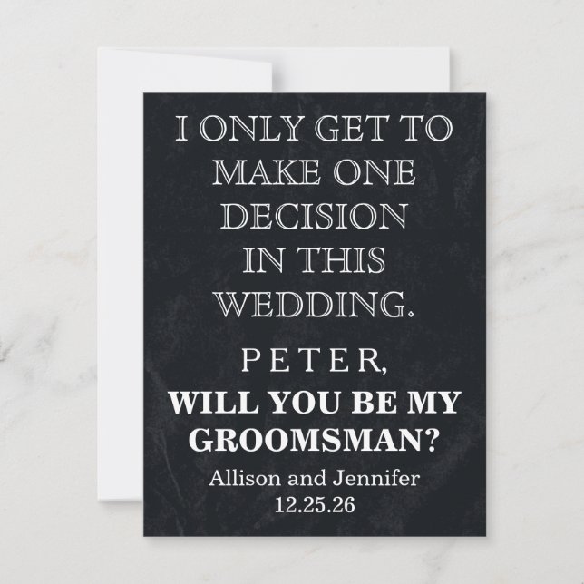 Will you be my Groomsman? Personalized Invitation (Front)