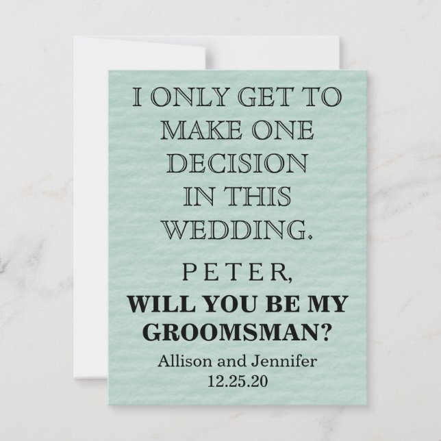 Will you be my Groomsman? Personalized Invitation (Front)