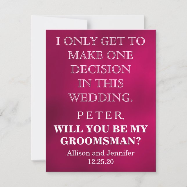Will you be my Groomsman? Personalized Invitation (Front)