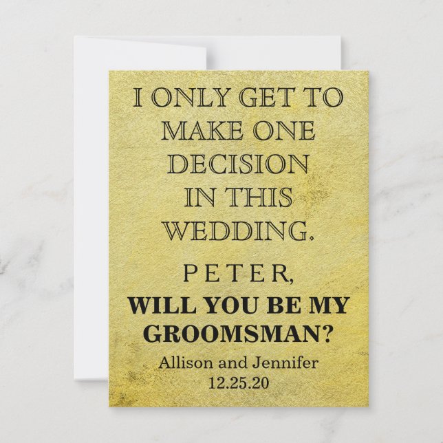 Will you be my Groomsman? Personalized Invitation (Front)